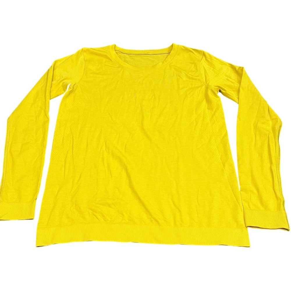 Lululemon Swiftly Tech Long Sleeve Women L Yellow Crew Neck Activewear Shirt